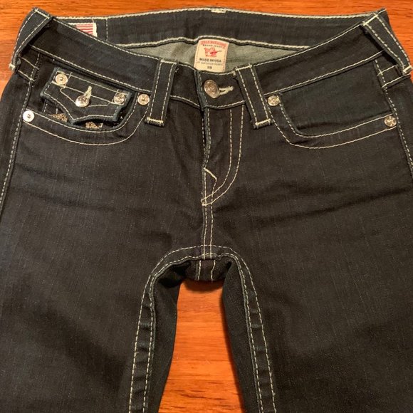 TRUE RELIGION dark wash Boot Cut Jeans (L-24) - Picture 3 of 8